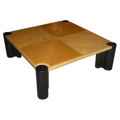 Gae Aulenti Jumbo Style Coffee Table in Blond Birdseye Maple and Ebonized Woods