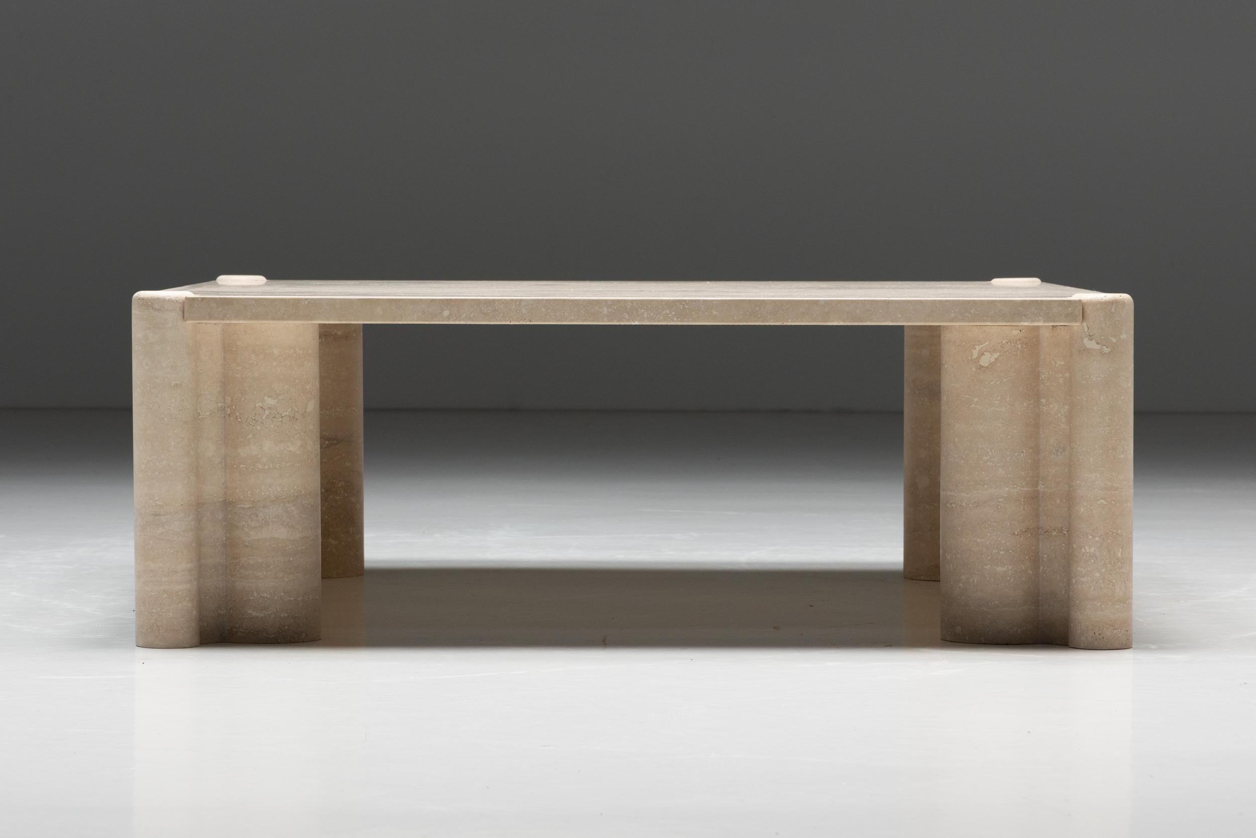 Gae Aulenti; 1960s; Travertine; Coffee Table; Square Table; Knoll; Italy; ADI; Triennale di Milano; Post-Modern;

Travertine “Jumbo” coffee table with column legs, designed by Gae Aulenti for Knoll in the 1960s. The top and the legs come in five