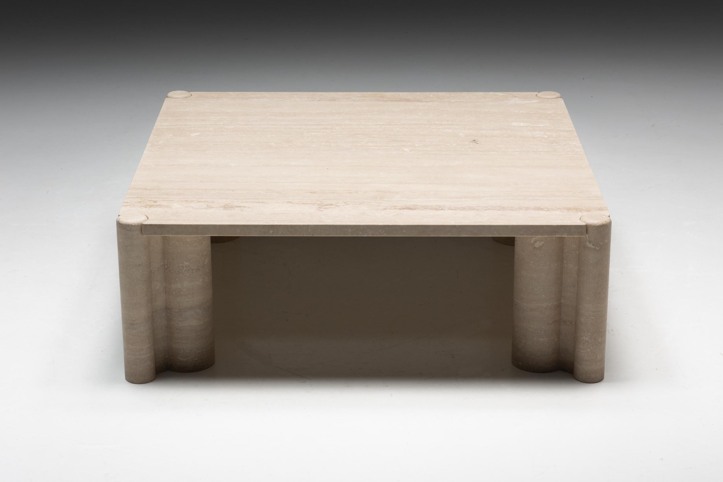 Post-Modern Gae Aulenti Jumbo Travertine Coffee Table for Knoll, Italy, 1960s