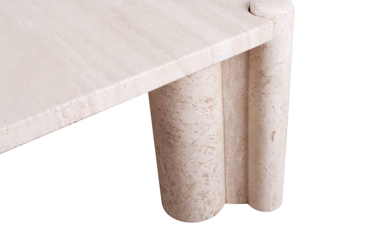 Gae Aulenti Jumbo Travertine Square Coffee Table In Good Condition In Antwerp, BE