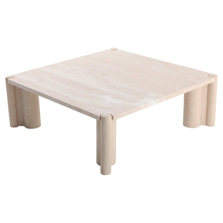 Gae Aulenti jumbo square travertine coffee table, 1965, offered by Goldwood Interiors