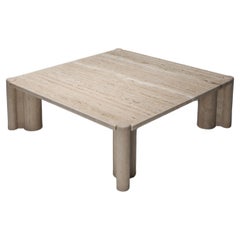 Gae Aulenti Jumbo Travertine Square Coffee Table, Italian Design, 1965