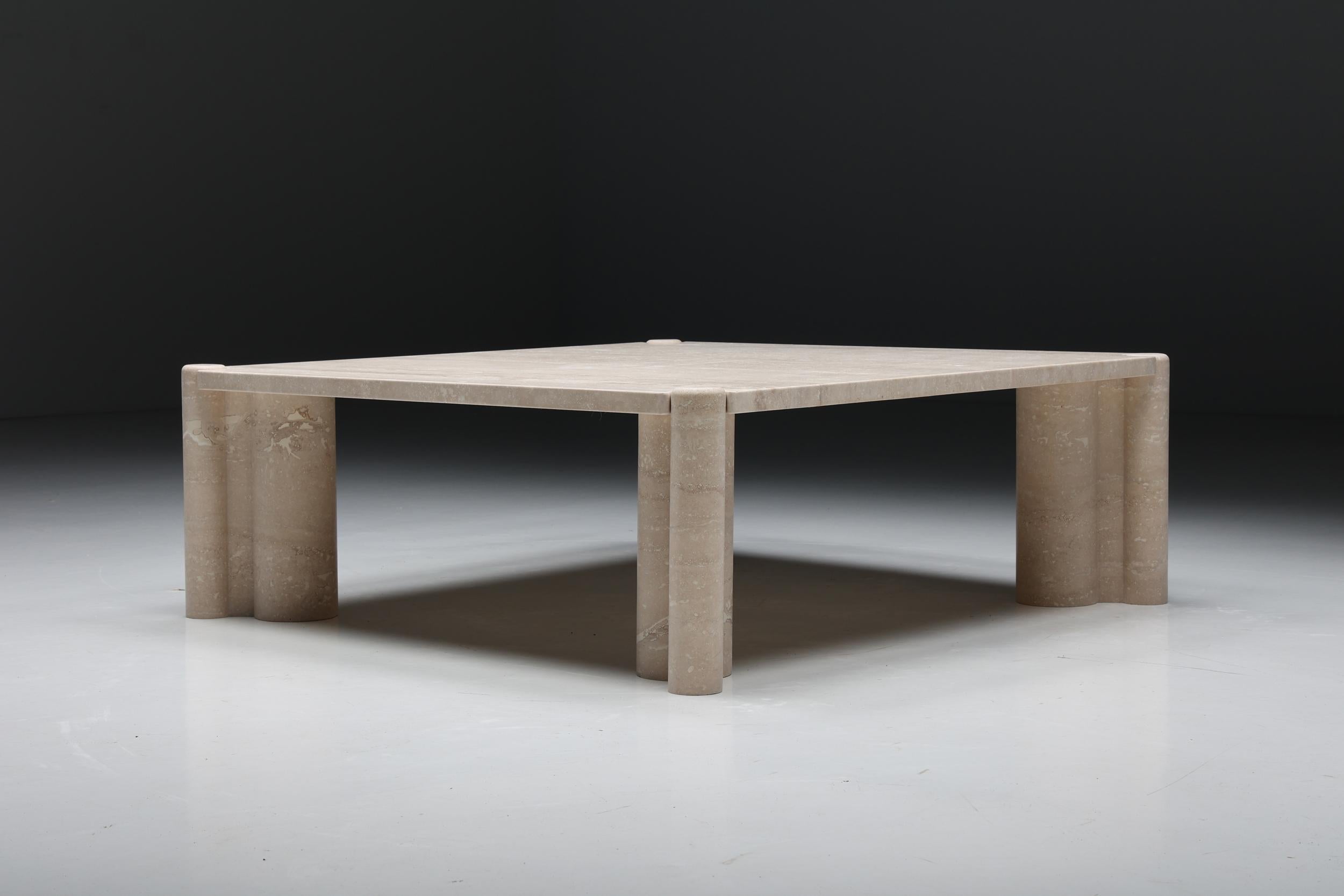 Gae Aulenti Jumbo Travertine Square Coffee Table, Italy, 1960s In Excellent Condition In Antwerp, BE