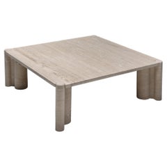 Gae Aulenti Jumbo Travertine Square Coffee Table, Italy, 1960s