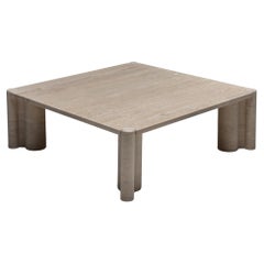 Gae Aulenti Jumbo Travertine Square Coffee Table, Italy, 1960s