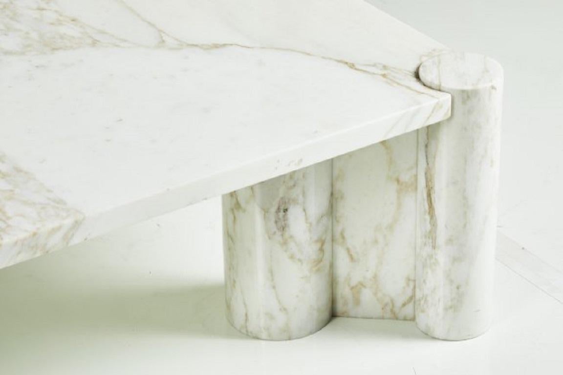 Gae Aulenti Large Marble Coffee Table.  Coffee table is Carrara marble and in great vintage condition. .