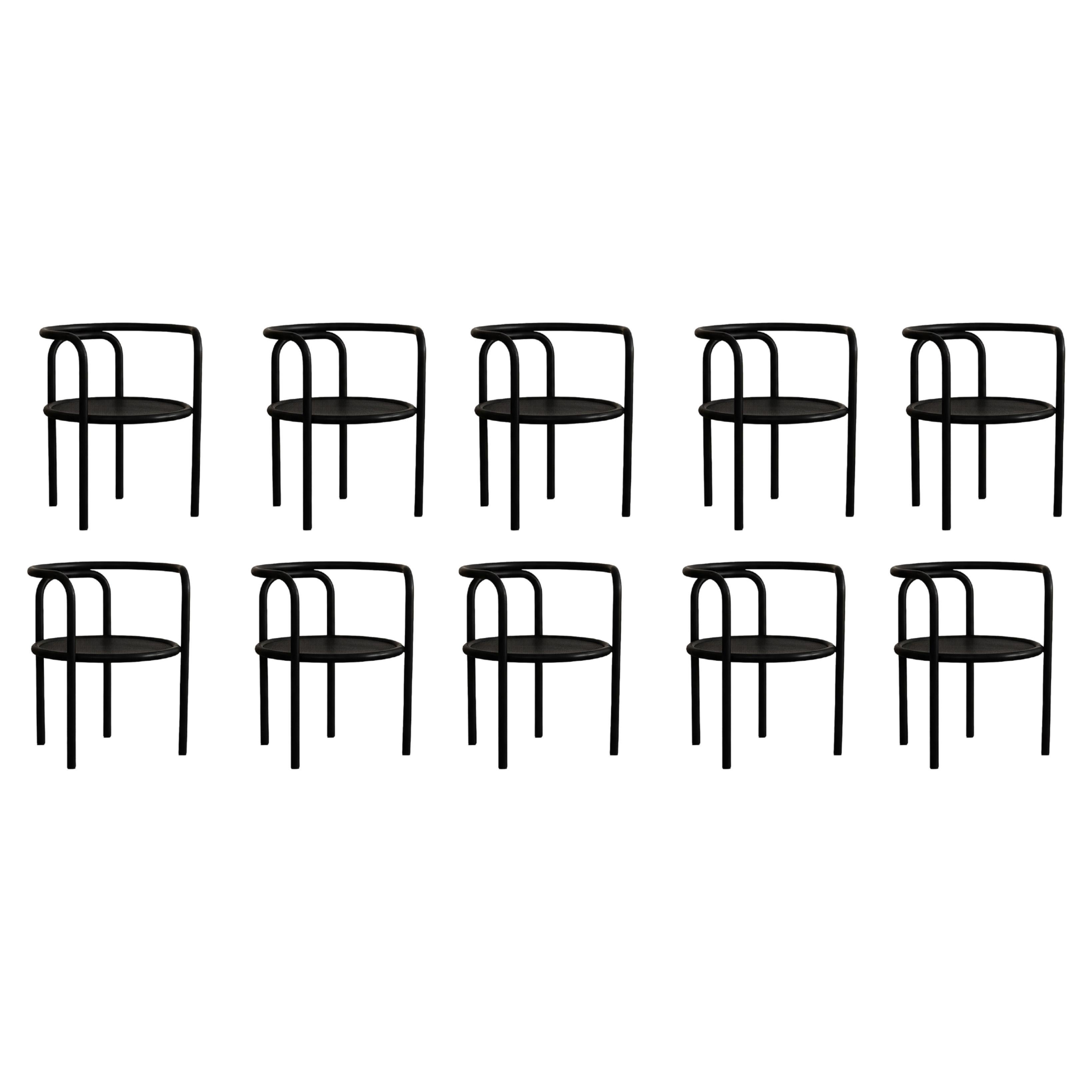 Sedie da pranzo "Locus Solus" di Gae Aulenti per Poltronova, Nero, 1964, Set di 10