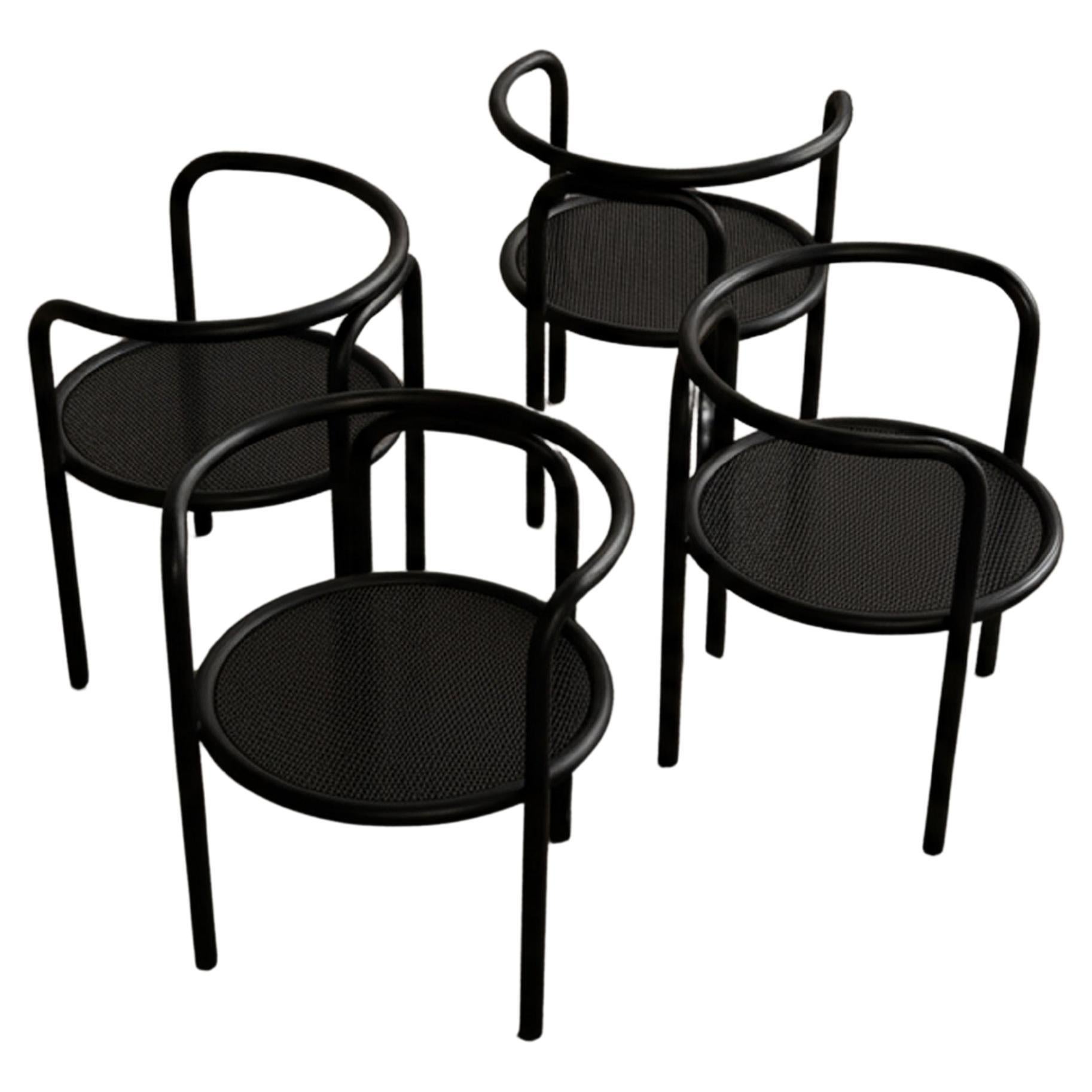 Gae Aulenti "Locus Solus" Esszimmerstühle für Poltronova, Schwarz, 1964, 4er Set