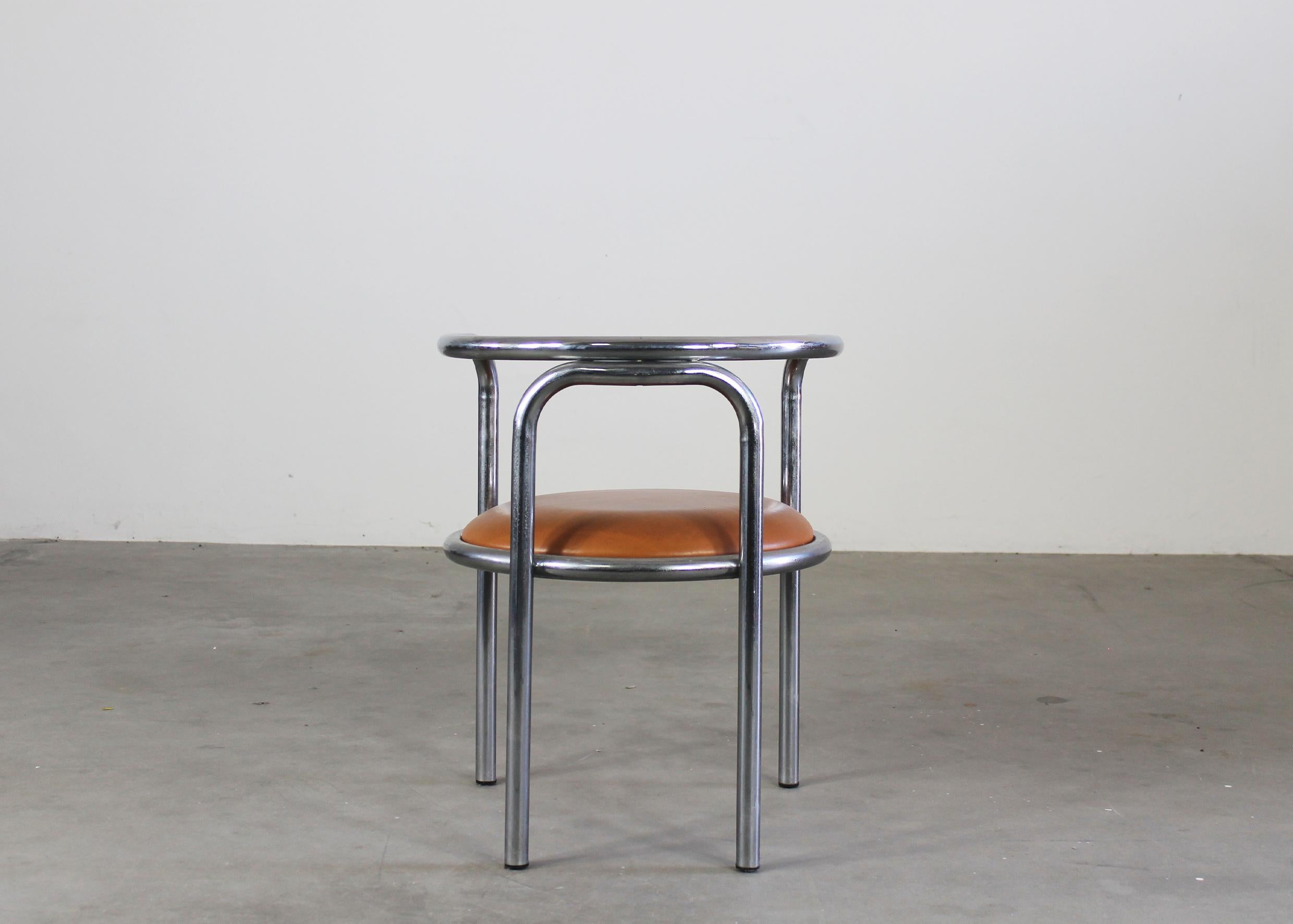 Gae Aulenti Locus Solus Dining Room Set in Steel and Leather by Poltronova 1970s For Sale 2