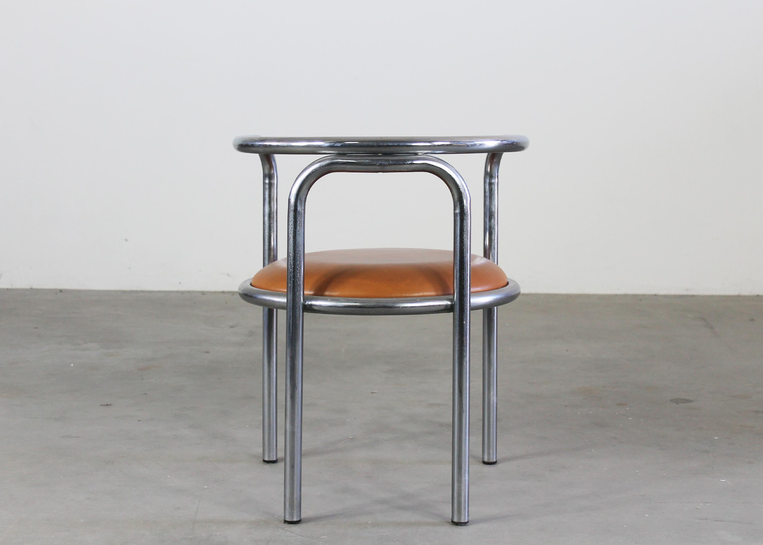 Gae Aulenti Locus Solus - Set da pranzo in acciaio e pelle di Poltronova anni '70 in vendita 7