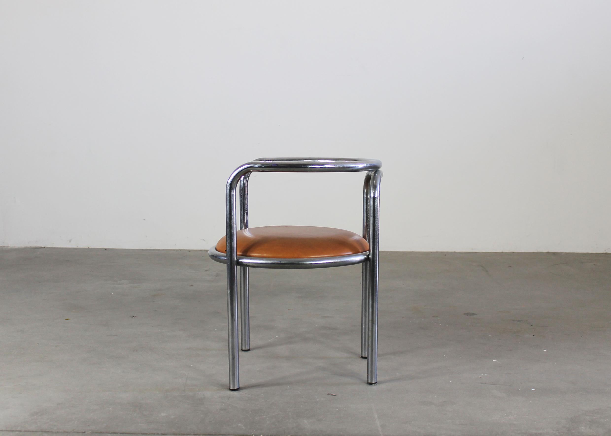 Gae Aulenti Locus Solus Dining Room Set in Steel and Leather by Poltronova 1970s For Sale 1