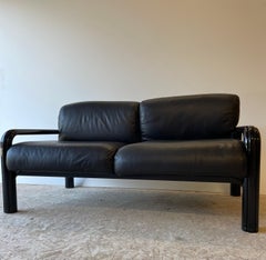 Gae Aulenti Loveseat Für Knoll 1970 Leder Sofa schwarz