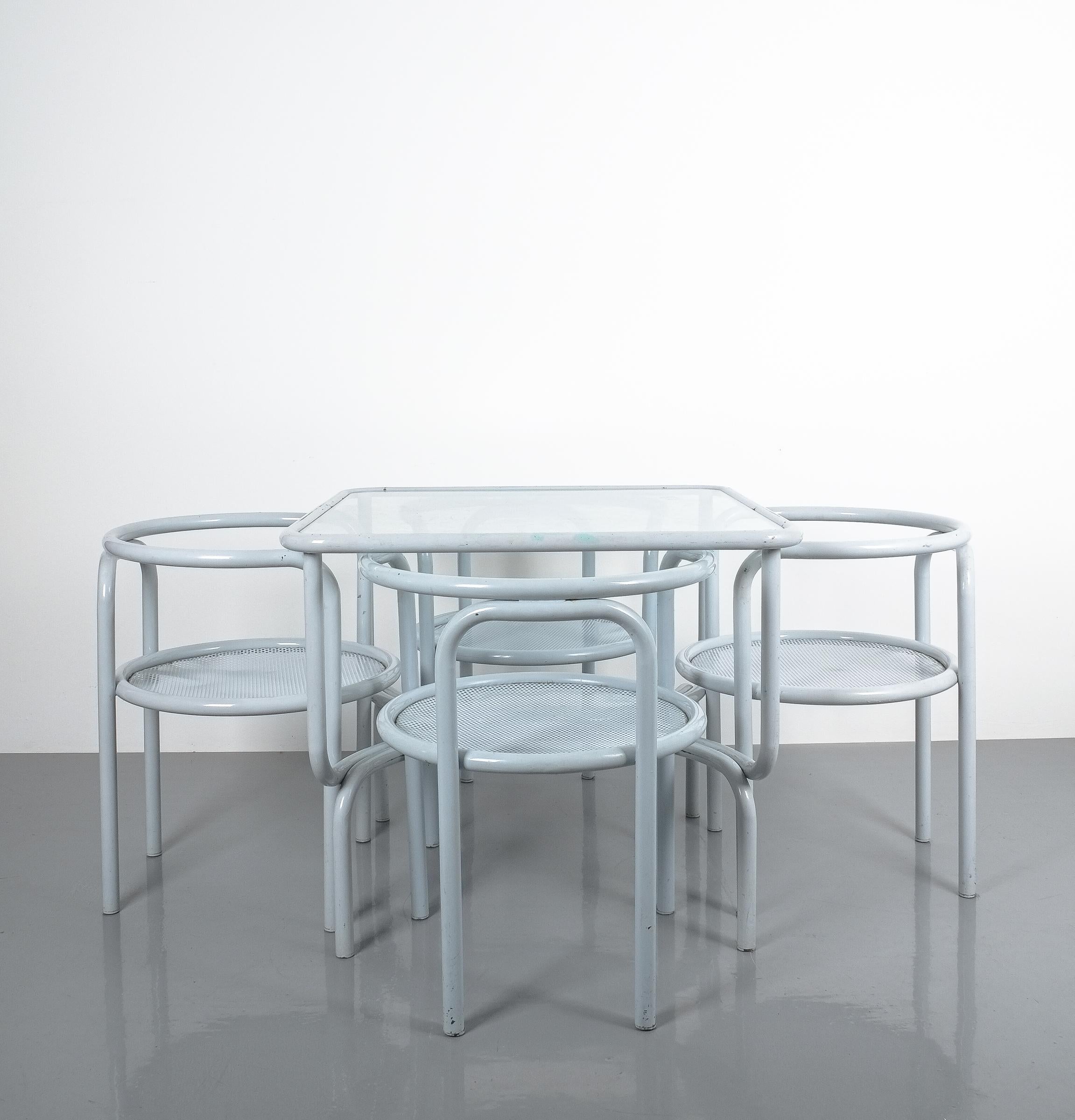 Milieu du XXe siècle Table Locus Solos Gae Aulenti grise métallique, milieu du siècle dernier en vente