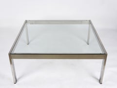 Gae Aulenti Midcentury Squared Steel "Tau" Coffee Table for La Rinascente, 1970s