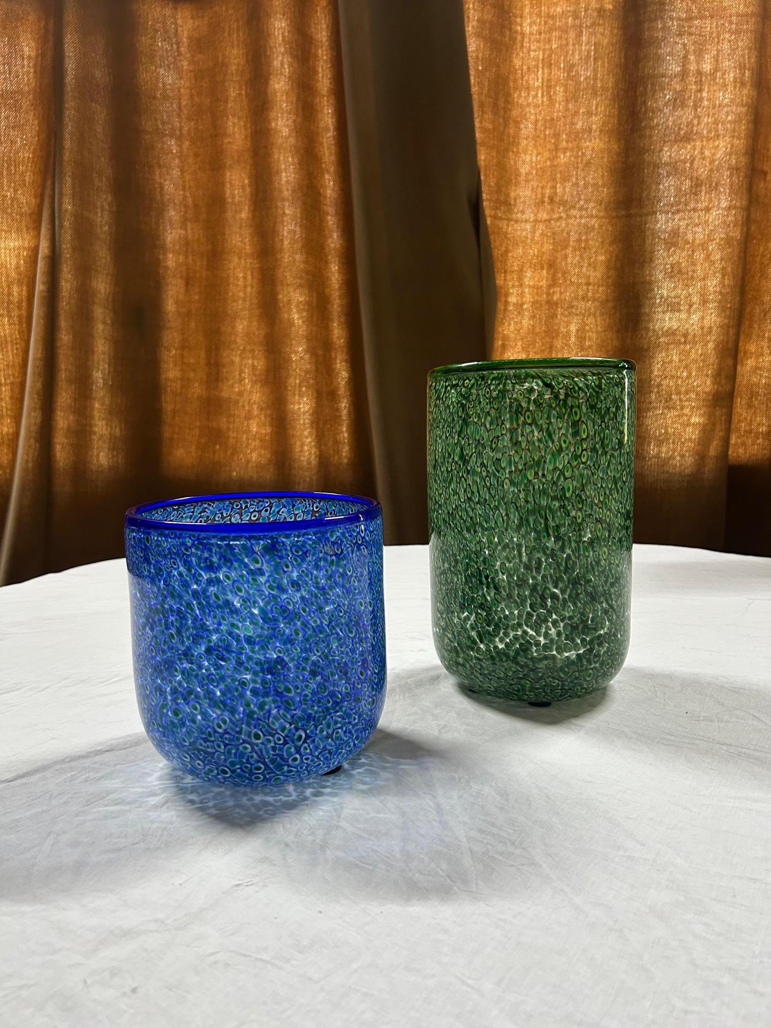 Gae Aulenti, 'Neverrino' murrine-blown glass pair of vases fo Vistosi,  1970 For Sale 3