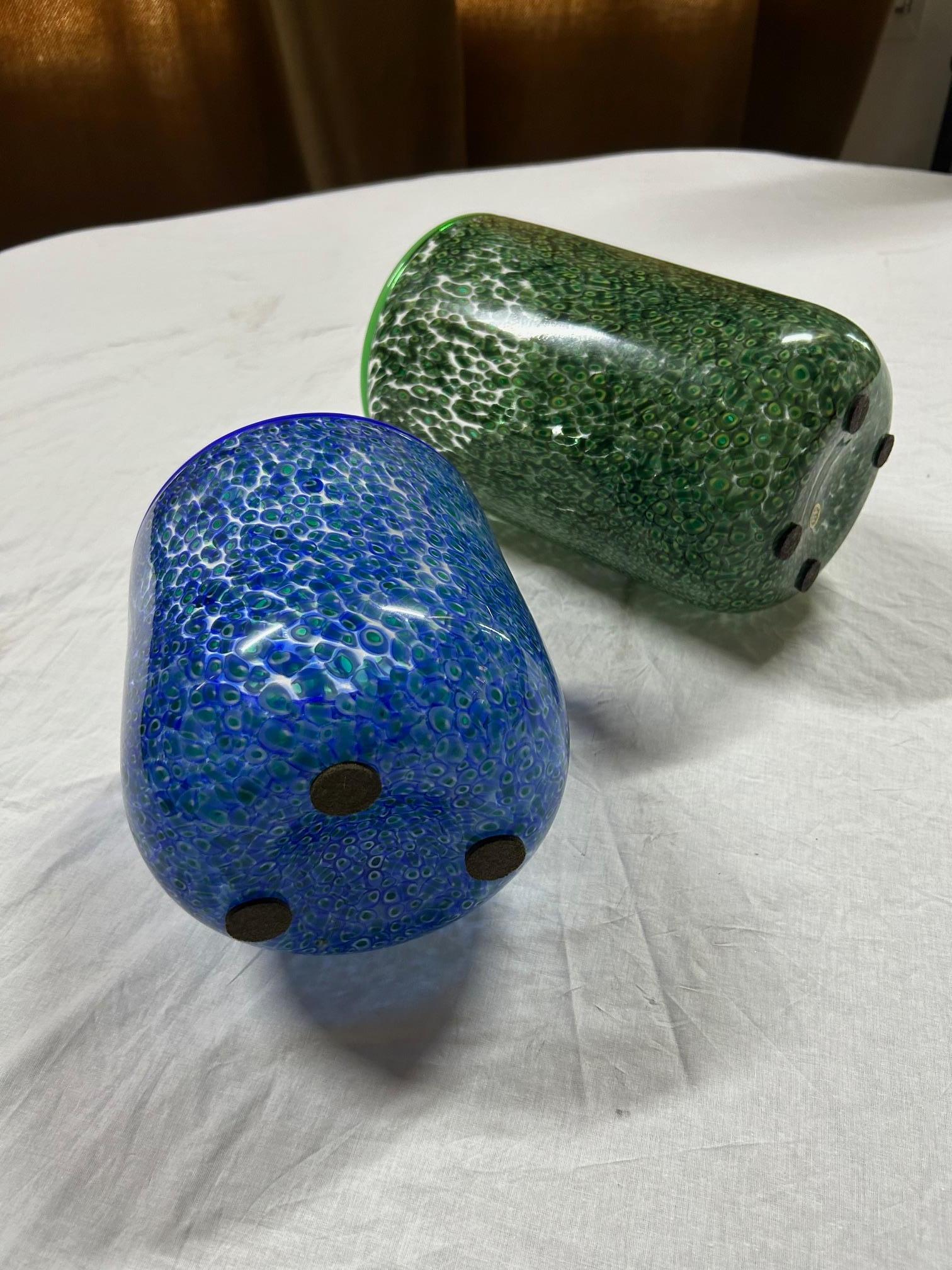 Gae Aulenti, 'Neverrino' murrine-blown glass pair of vases fo Vistosi,  1970 For Sale 5