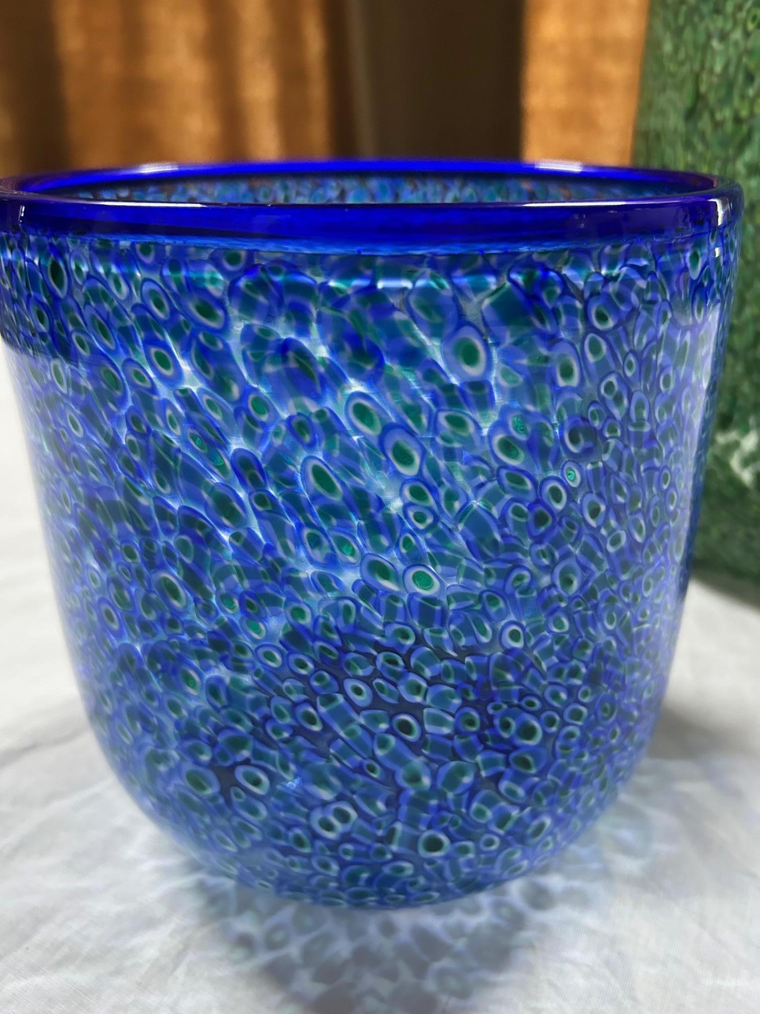 Italian Gae Aulenti, 'Neverrino' murrine-blown glass pair of vases fo Vistosi,  1970 For Sale