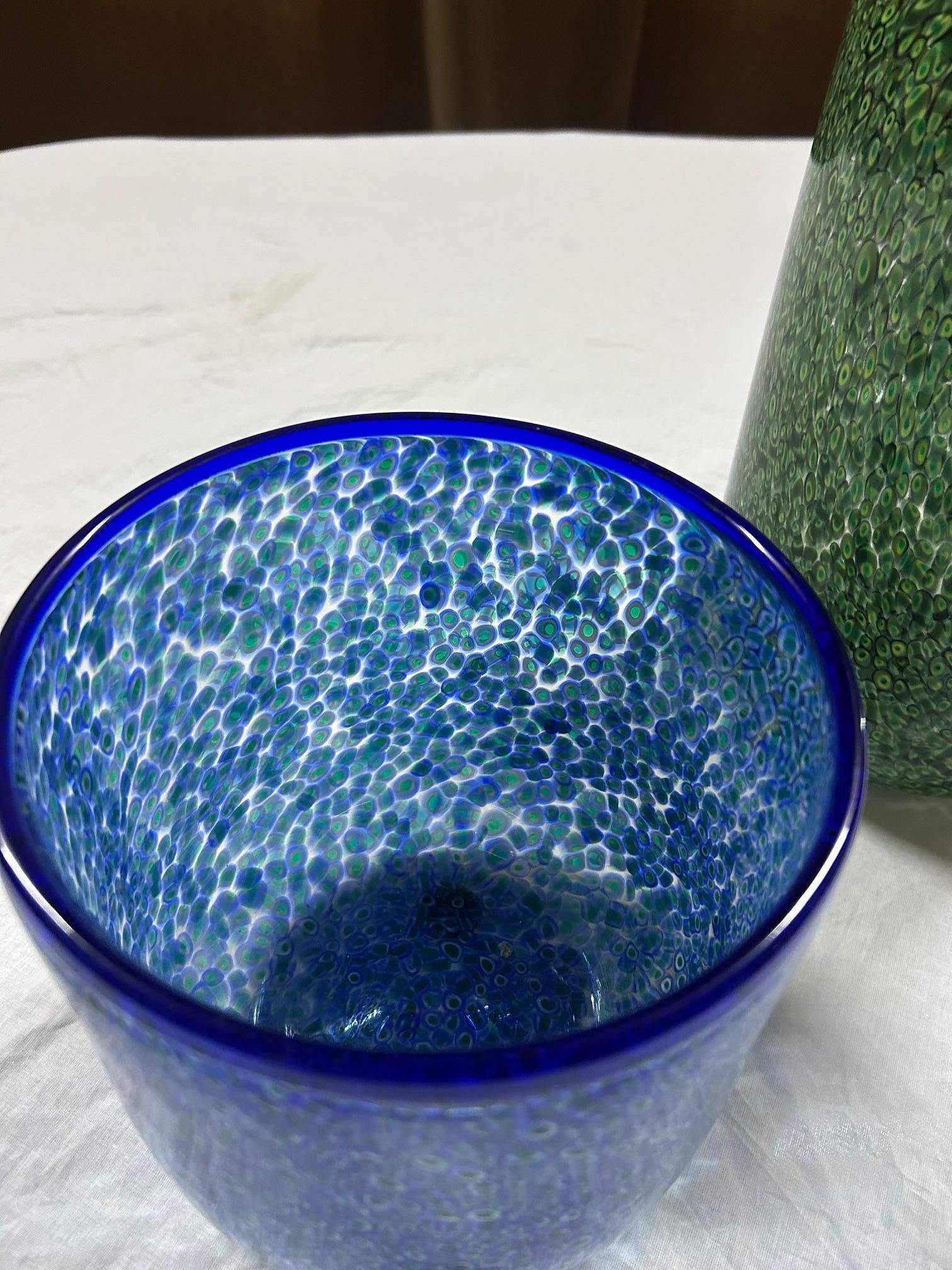 Gae Aulenti, 'Neverrino' murrine-blown glass pair of vases fo Vistosi,  1970 In Excellent Condition For Sale In Padova, IT