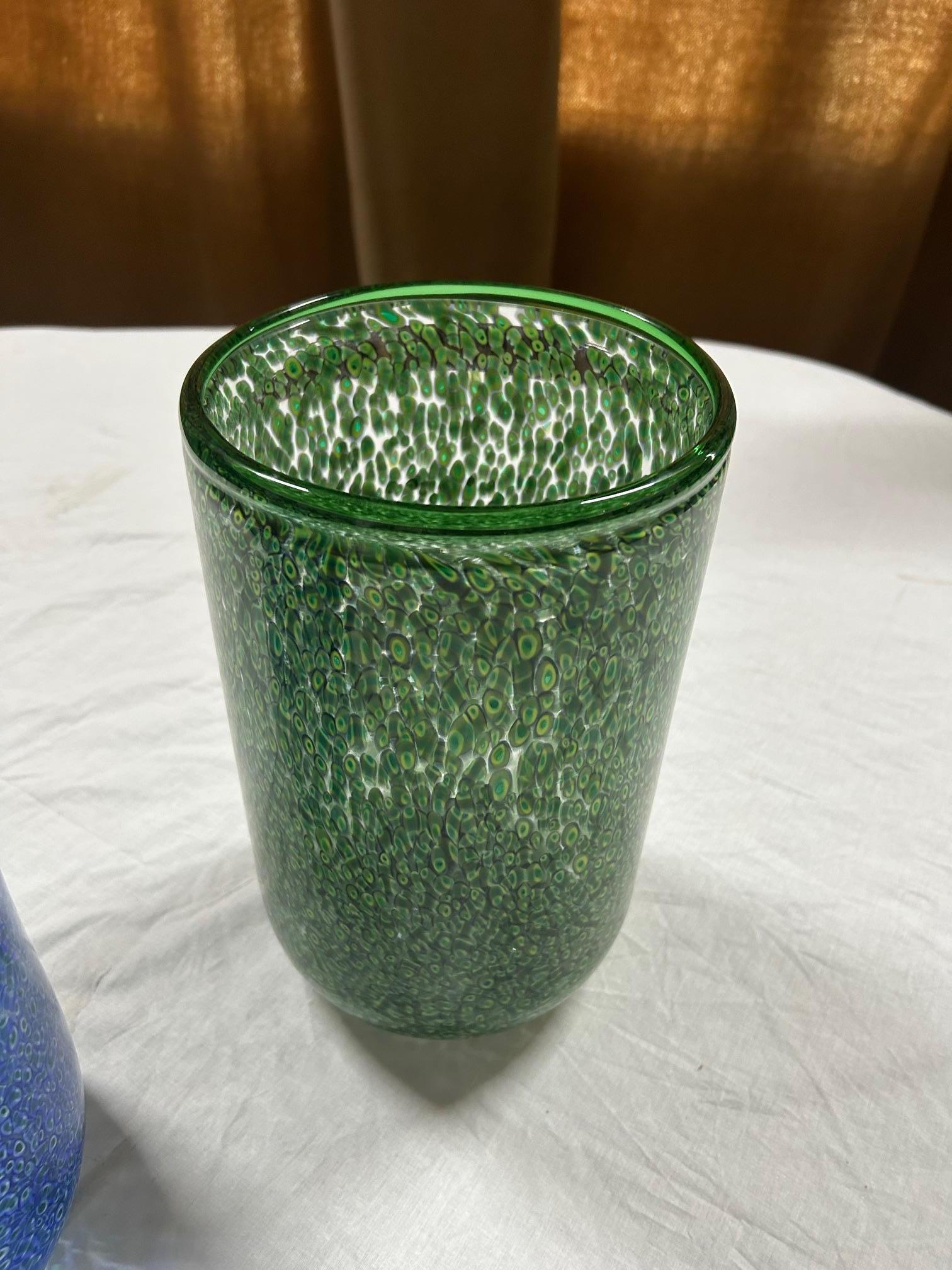 Late 20th Century Gae Aulenti, 'Neverrino' murrine-blown glass pair of vases fo Vistosi,  1970 For Sale