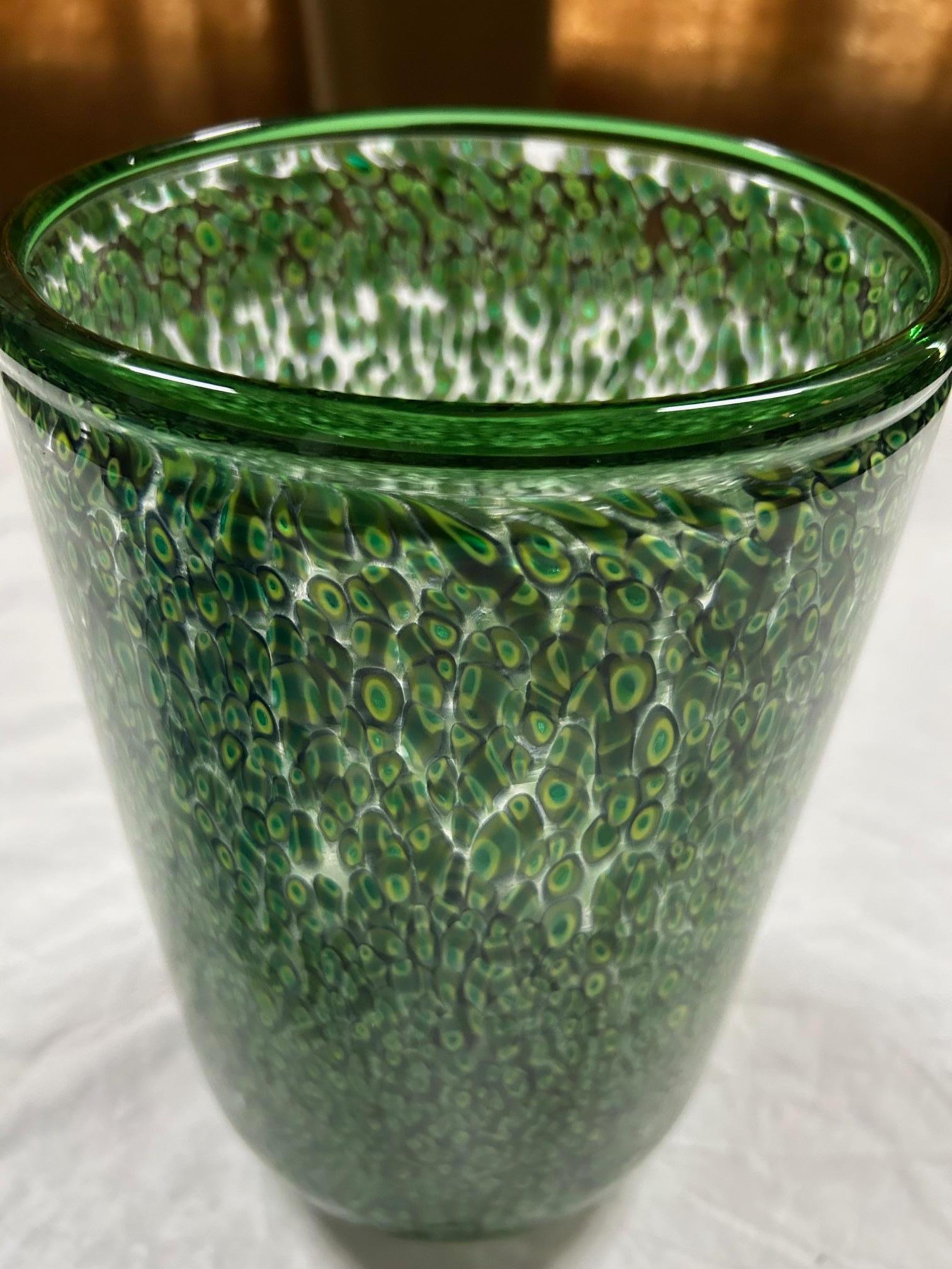 Murano Glass Gae Aulenti, 'Neverrino' murrine-blown glass pair of vases fo Vistosi,  1970 For Sale