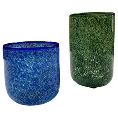Gae Aulenti, 'Neverrino' murrine-blown glass pair of vases fo Vistosi,  1970