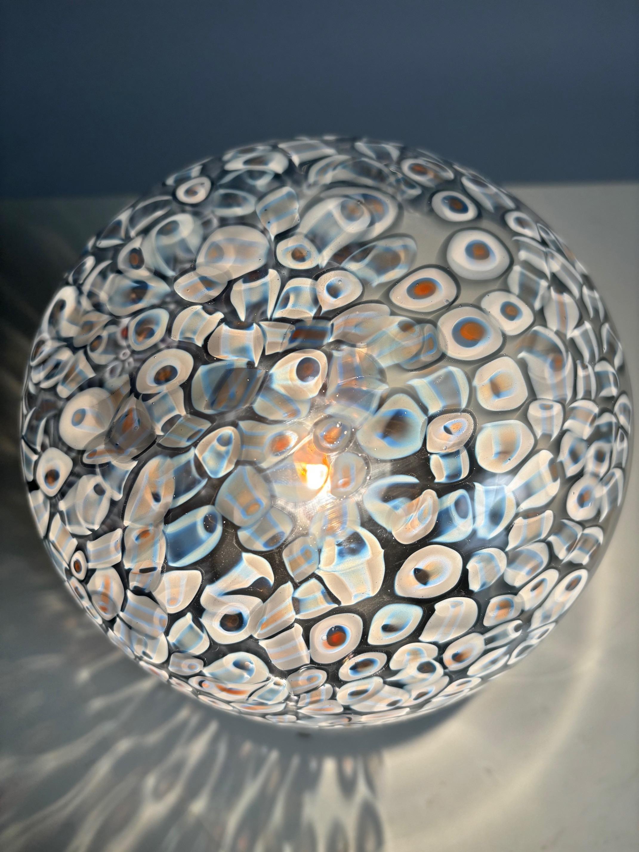 Fine XX secolo Gae Aulenti, 'Neverrino' murrine-blown glass table lamp , Vistosi Italy 1970 in vendita