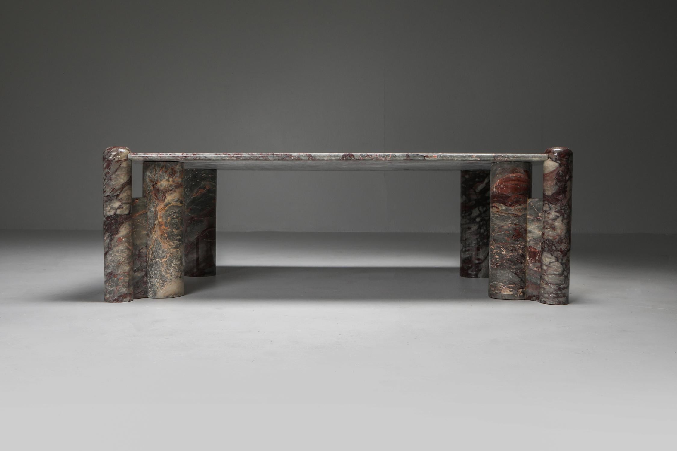 Jumbo coffee table, red and gray onyx, attributed to Gae Aulenti, Knoll, Italy, 1965.

The top and the legs come as five separate parts.
Italian architect and designer Gae Aulenti studied architecture at the Politecnico di Milano.
A member of