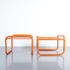 Gae Aulenti Pair of Metal Side Coffee Tables Midcentury