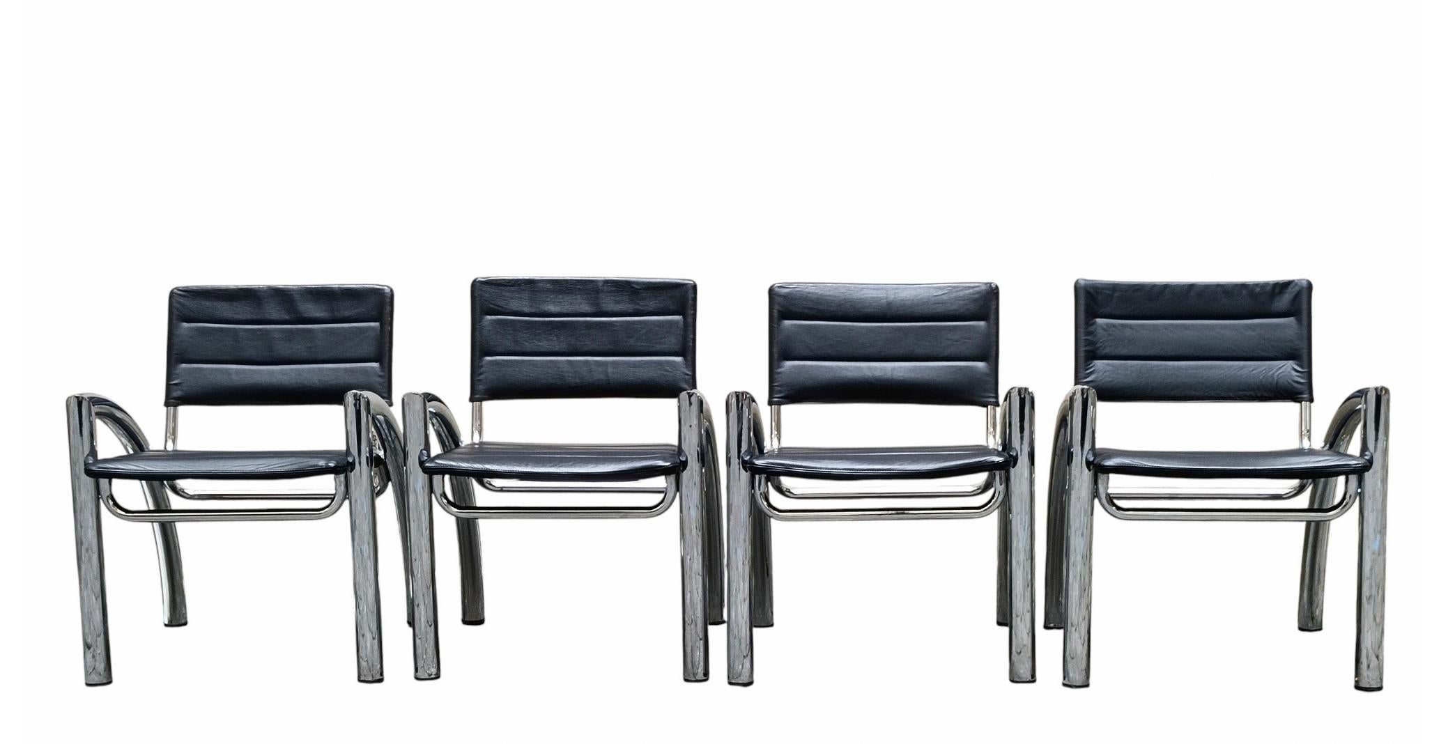 Mid-Century moderno Gae Aulenti per Elam Gruppo di 4 Sedie 