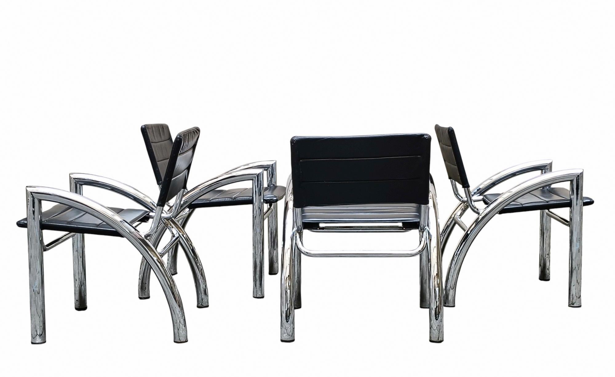 Italiano Gae Aulenti per Elam Gruppo di 4 Sedie 