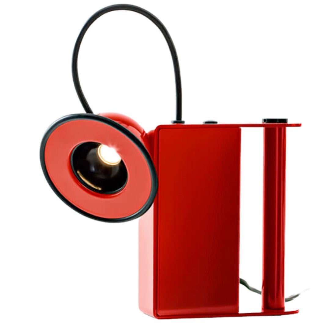 Gae Aulenti & Piero Castiglioni 'Minibox' Table Lamp in Red for Stilnovo For Sale 1