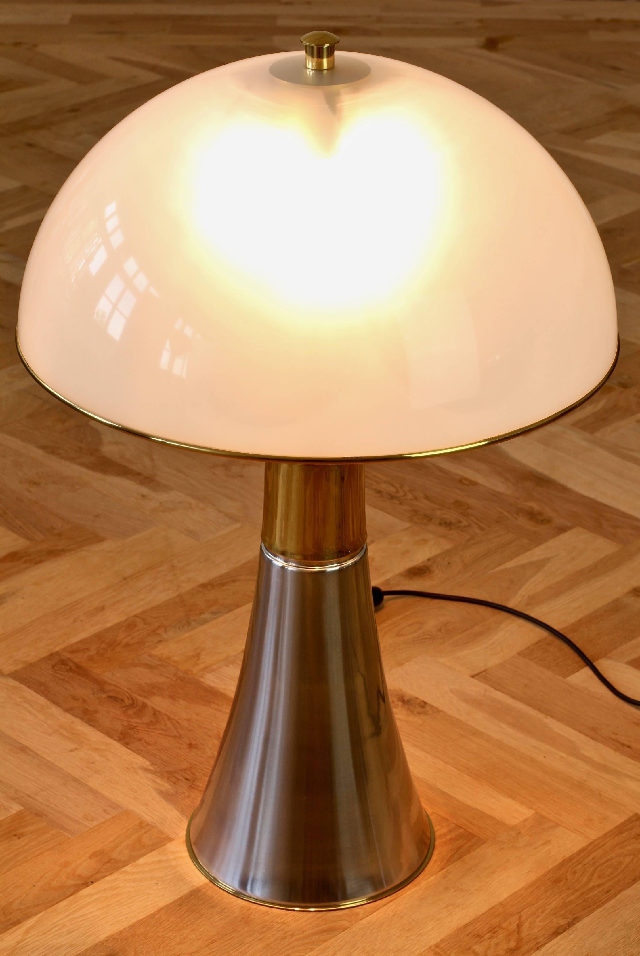 Gae Aulenti 'Pipistrello' Style Oversized Mid-Century Chrome & Brass  Floor Lamp 2