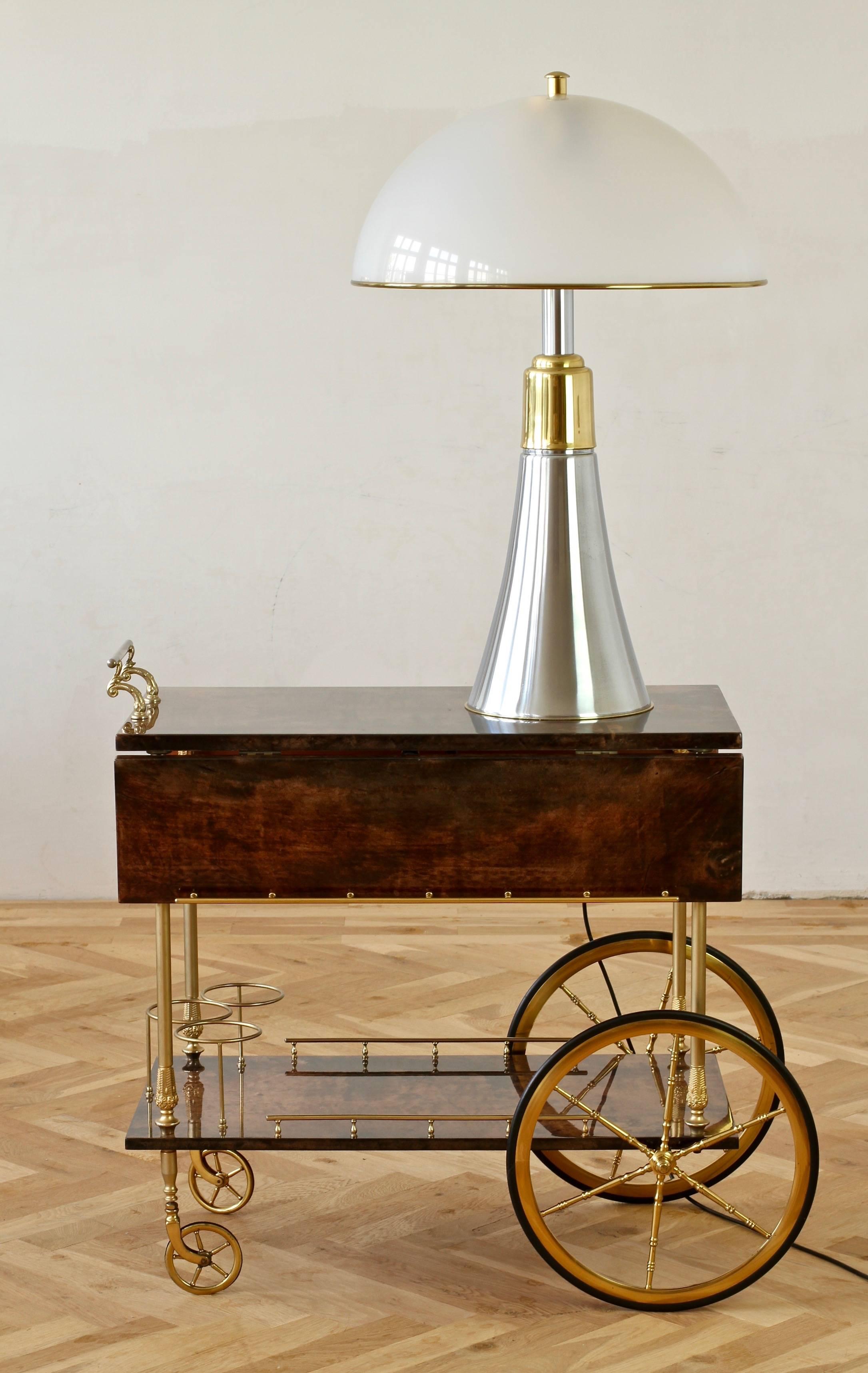 Gae Aulenti 'Pipistrello' Style Oversized Mid-Century Chrome & Brass  Floor Lamp 3