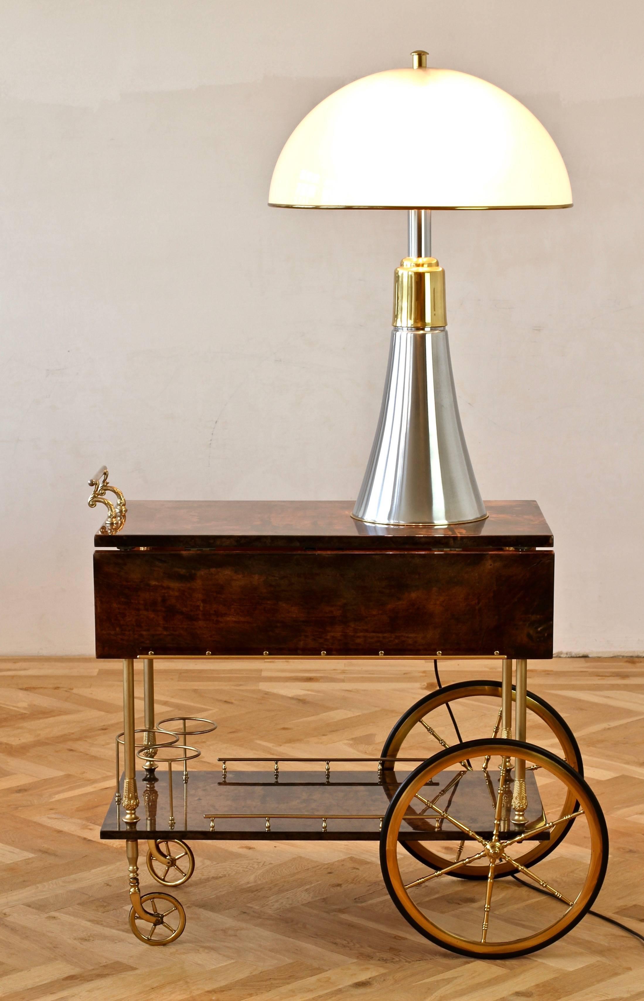 Gae Aulenti 'Pipistrello' Style Oversized Mid-Century Chrome & Brass  Floor Lamp 4