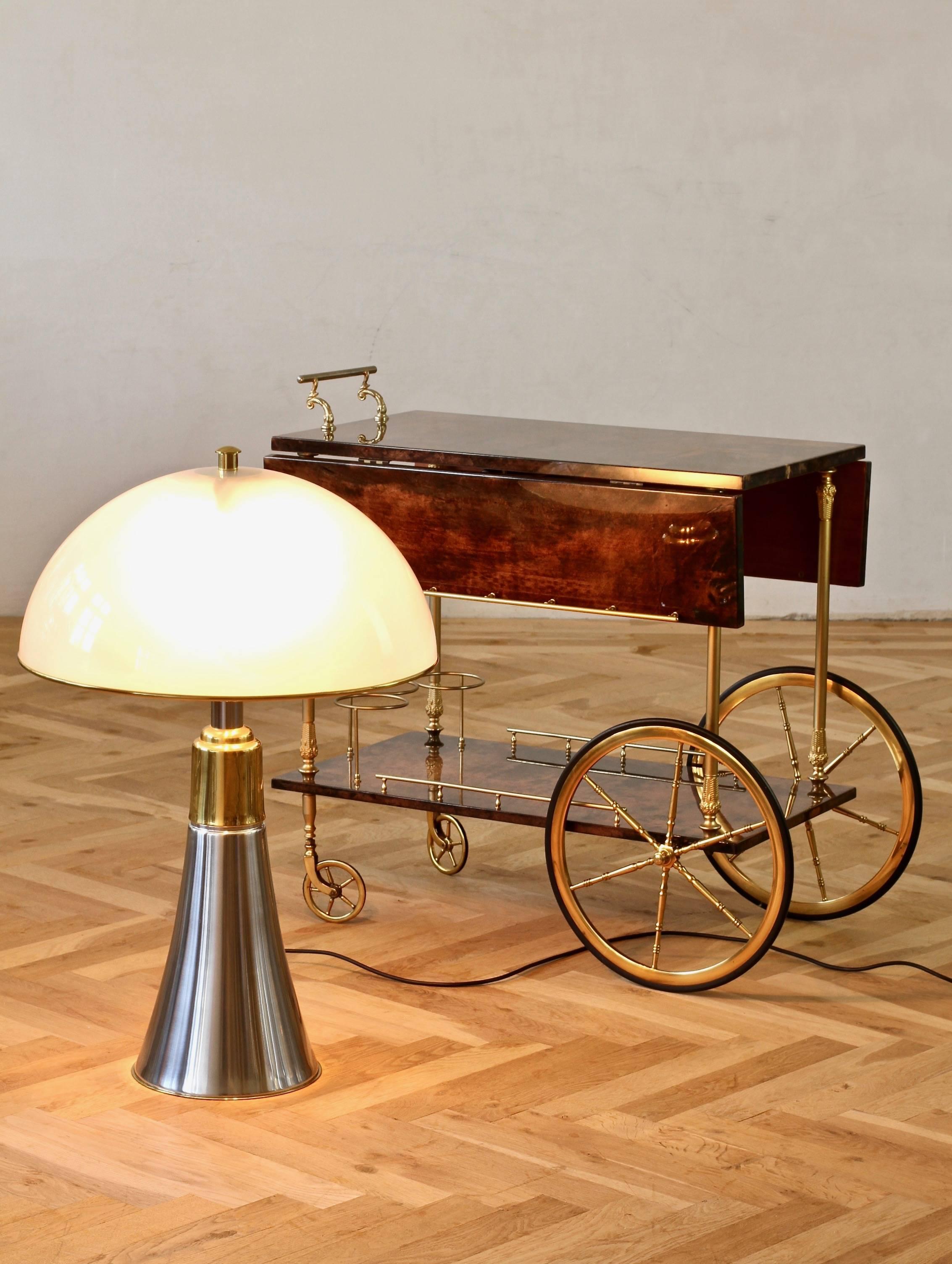 Gae Aulenti 'Pipistrello' Style Oversized Mid-Century Chrome & Brass  Floor Lamp 5