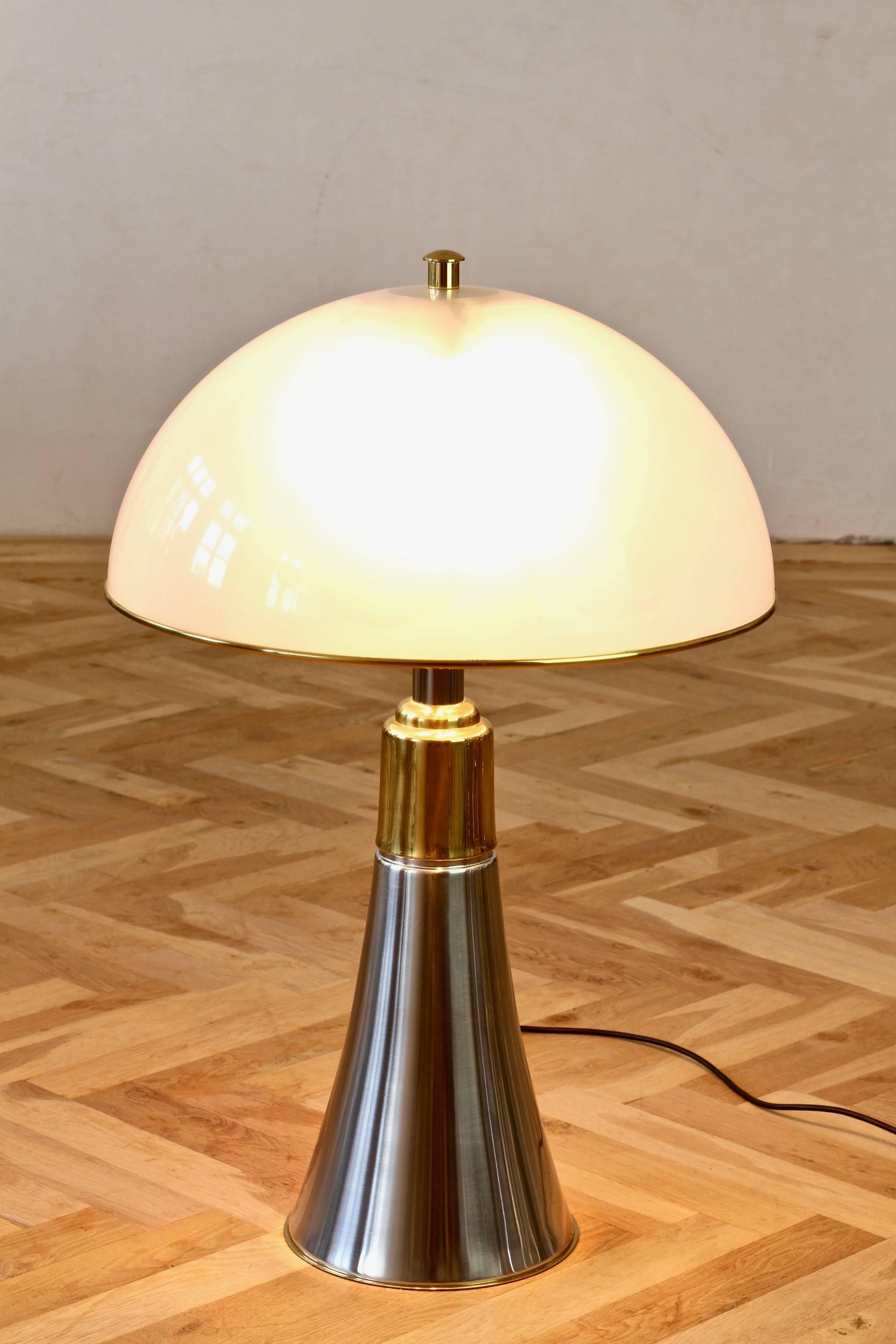 Late 20th Century Gae Aulenti 'Pipistrello' Style Oversized Mid-Century Chrome & Brass  Floor Lamp