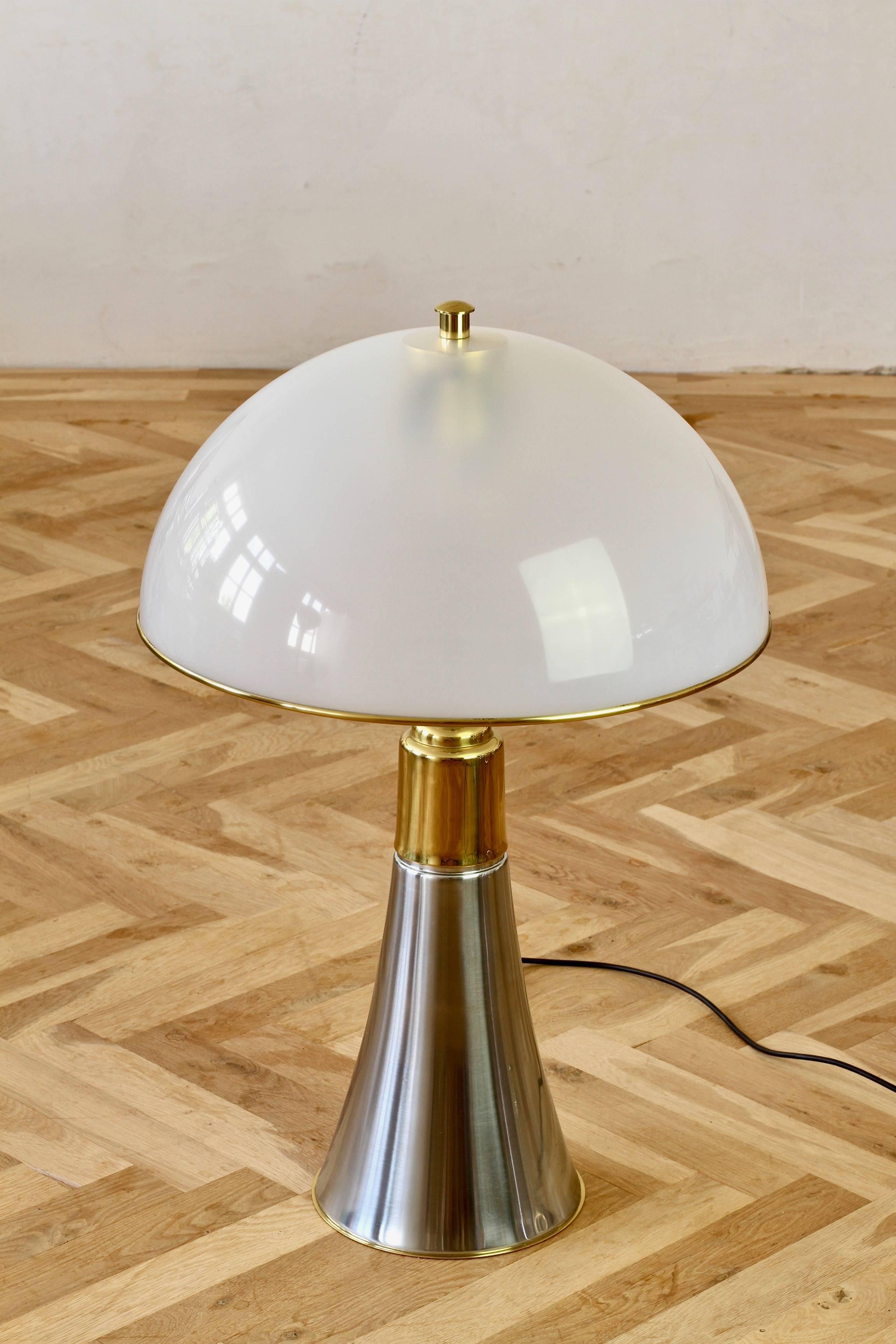 Aluminum Gae Aulenti 'Pipistrello' Style Oversized Mid-Century Chrome & Brass  Floor Lamp