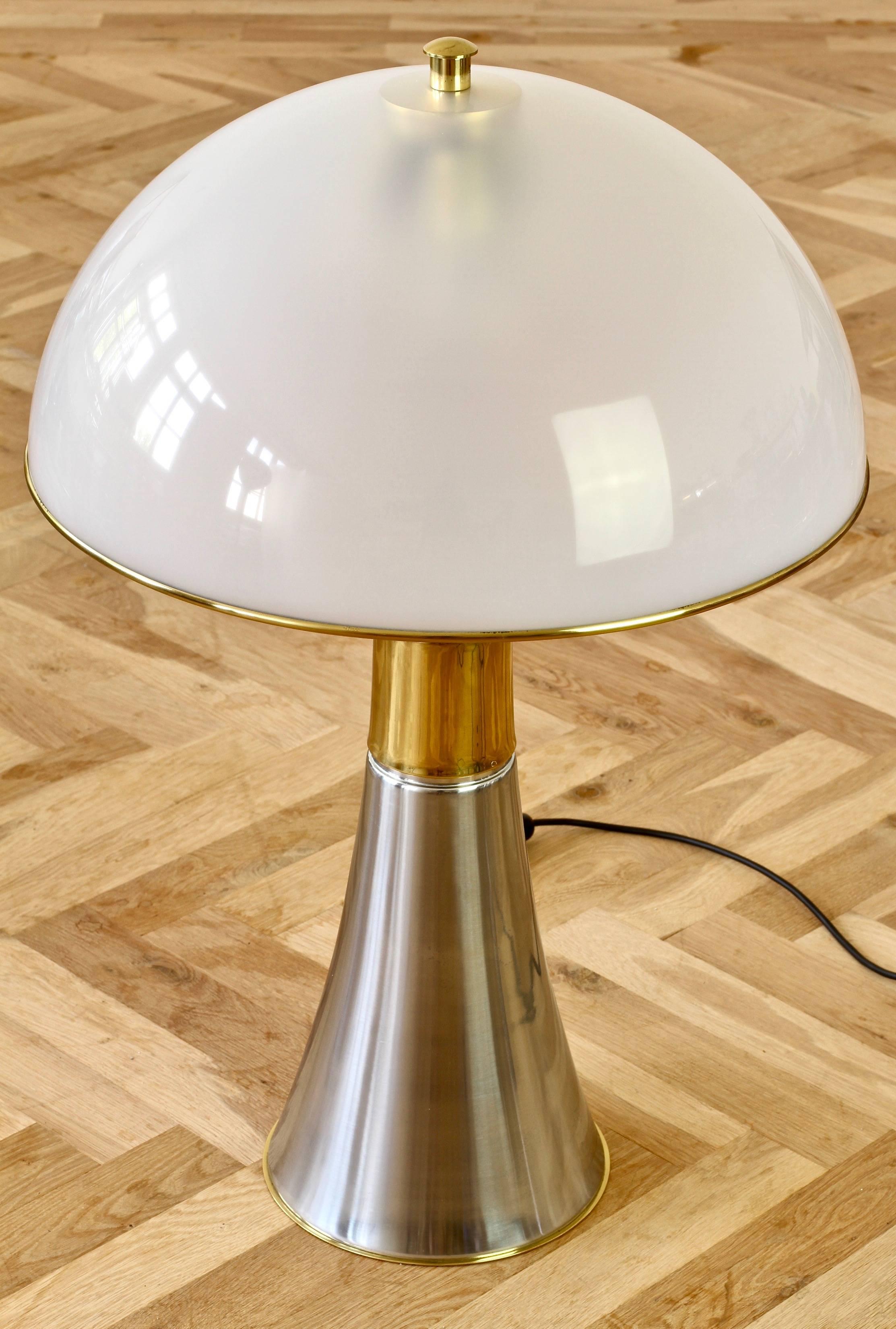 Gae Aulenti 'Pipistrello' Style Oversized Mid-Century Chrome & Brass  Floor Lamp 1
