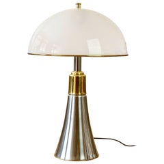 Gae Aulenti 'Pipistrello' Style Oversized Mid-Century Chrome & Brass  Floor Lamp