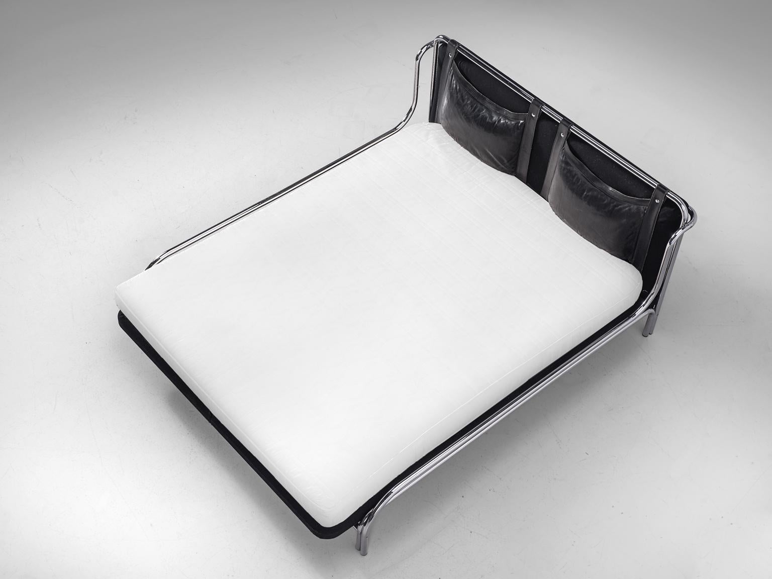 Late 20th Century Gae Aulenti Queen Size Bed with Tubular Frame