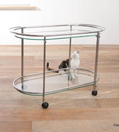 Gallotti & Radice “Riki T52” Chrome & Glass Serving Trolley / Bar Cart, Italy