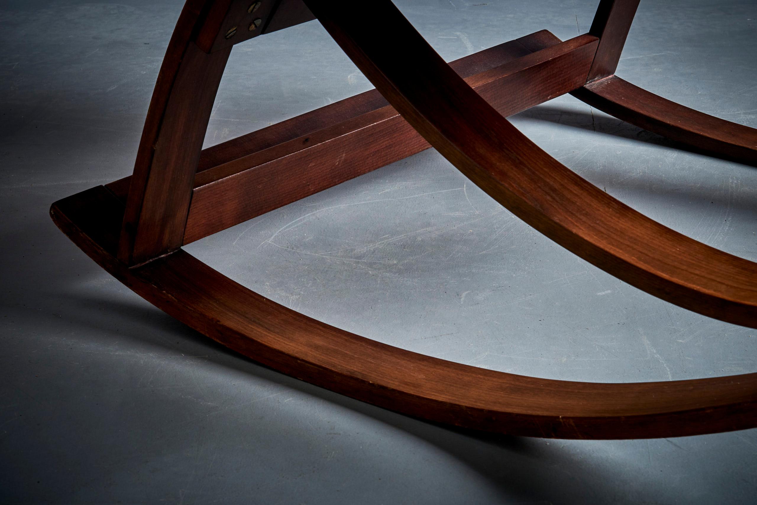Mid-Century Modern Gae Aulenti Sgarsul Rocking Chair by Poltronova 1962 in suede leather