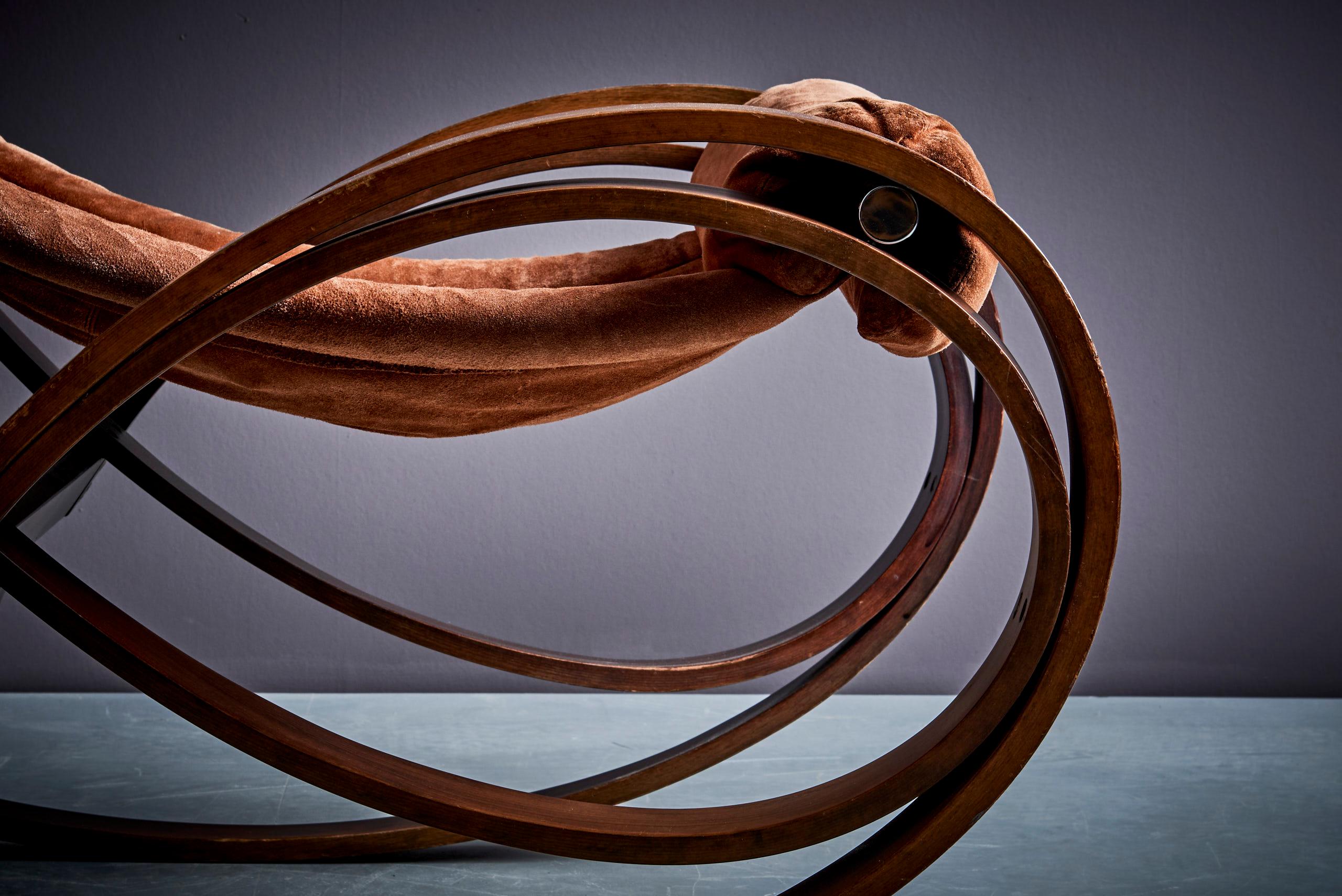Mid-20th Century Gae Aulenti Sgarsul Rocking Chair by Poltronova 1962 in suede leather