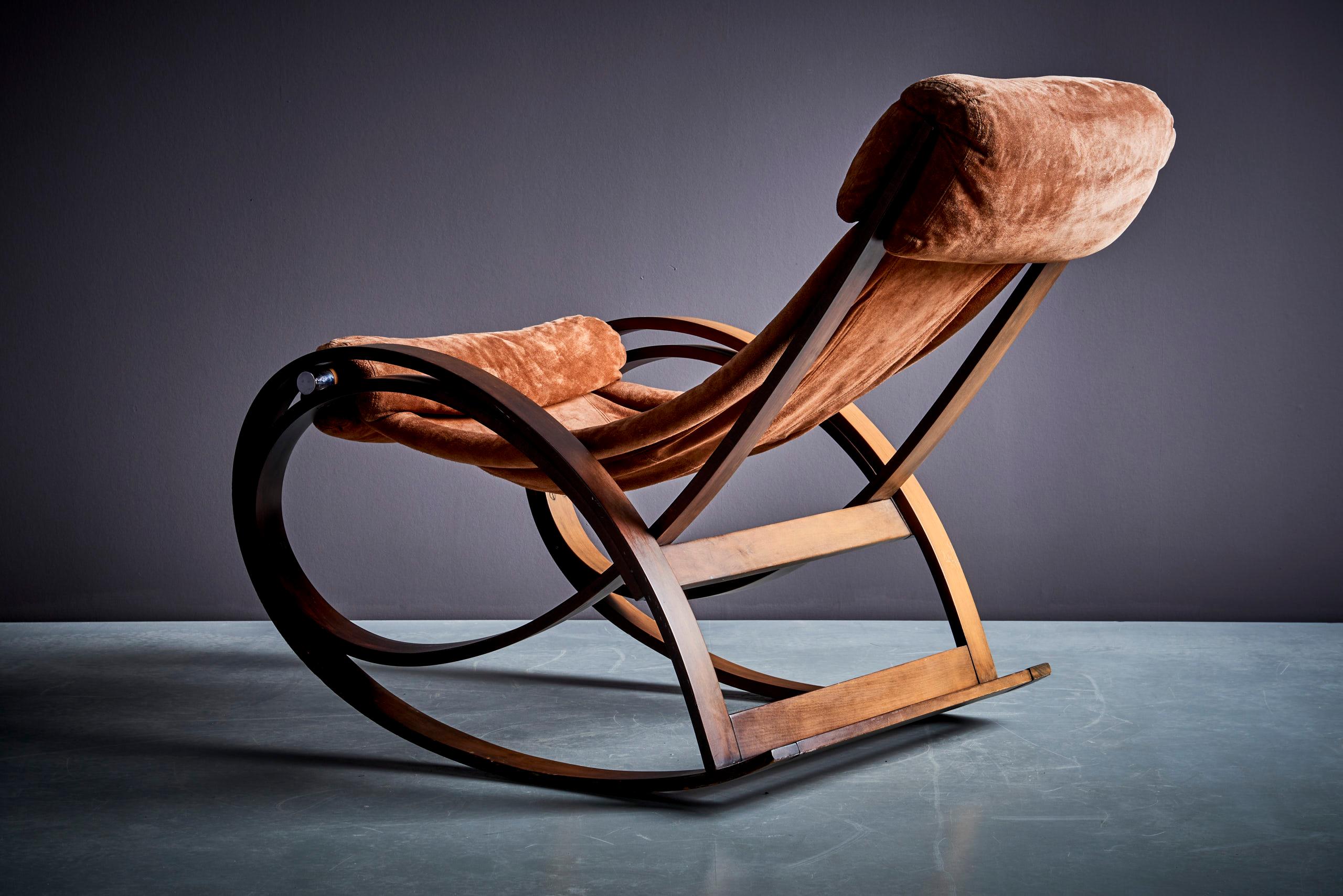 Gae Aulenti Sgarsul Rocking Chair by Poltronova 1962 in suede leather 1