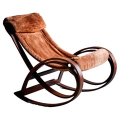 Gae Aulenti Sgarsul Rocking Chair by Poltronova 1962 in suede leather