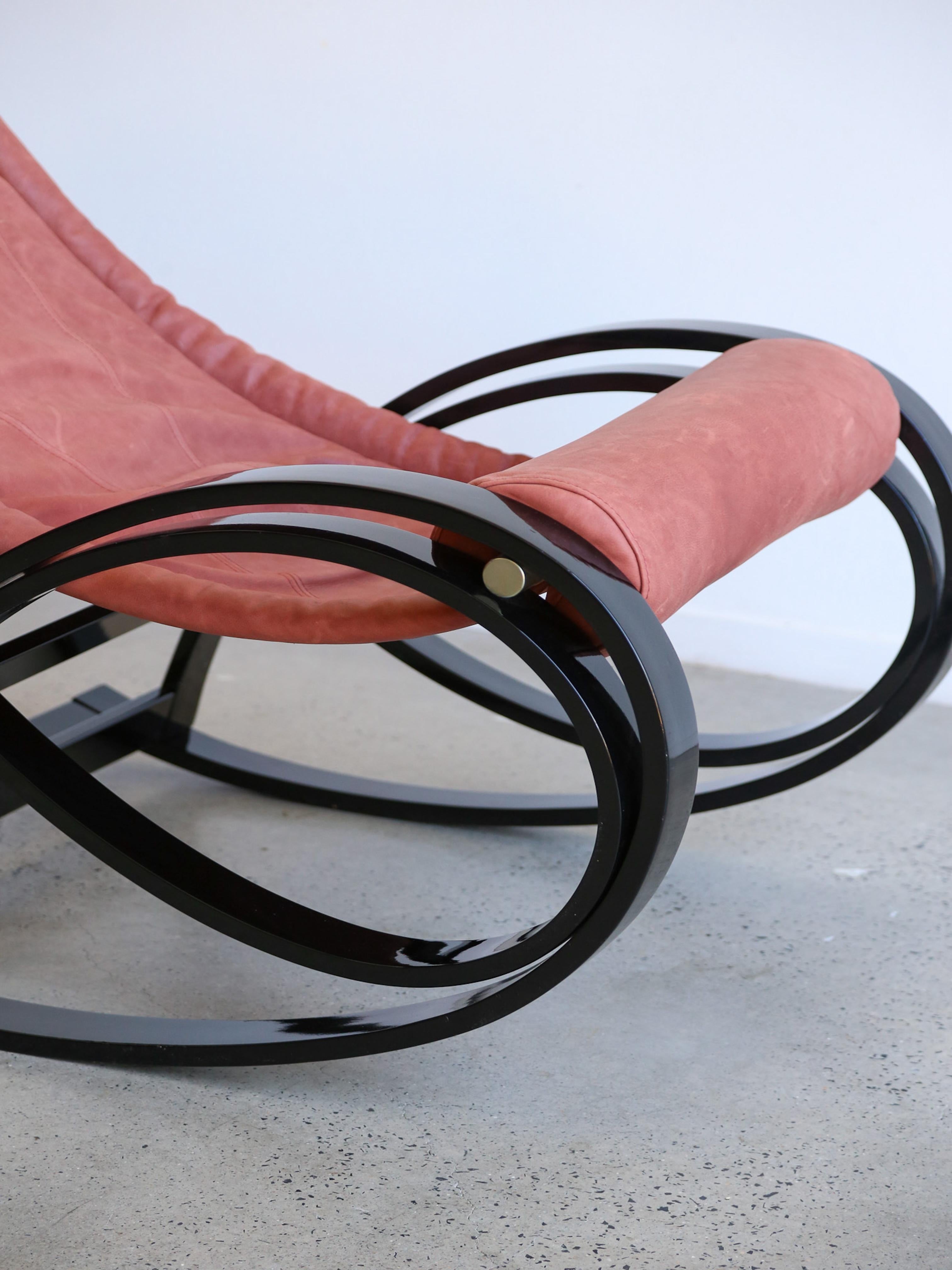 Leather Gae Aulenti Sgarsul Rocking Chair for Poltronova 1960s For Sale