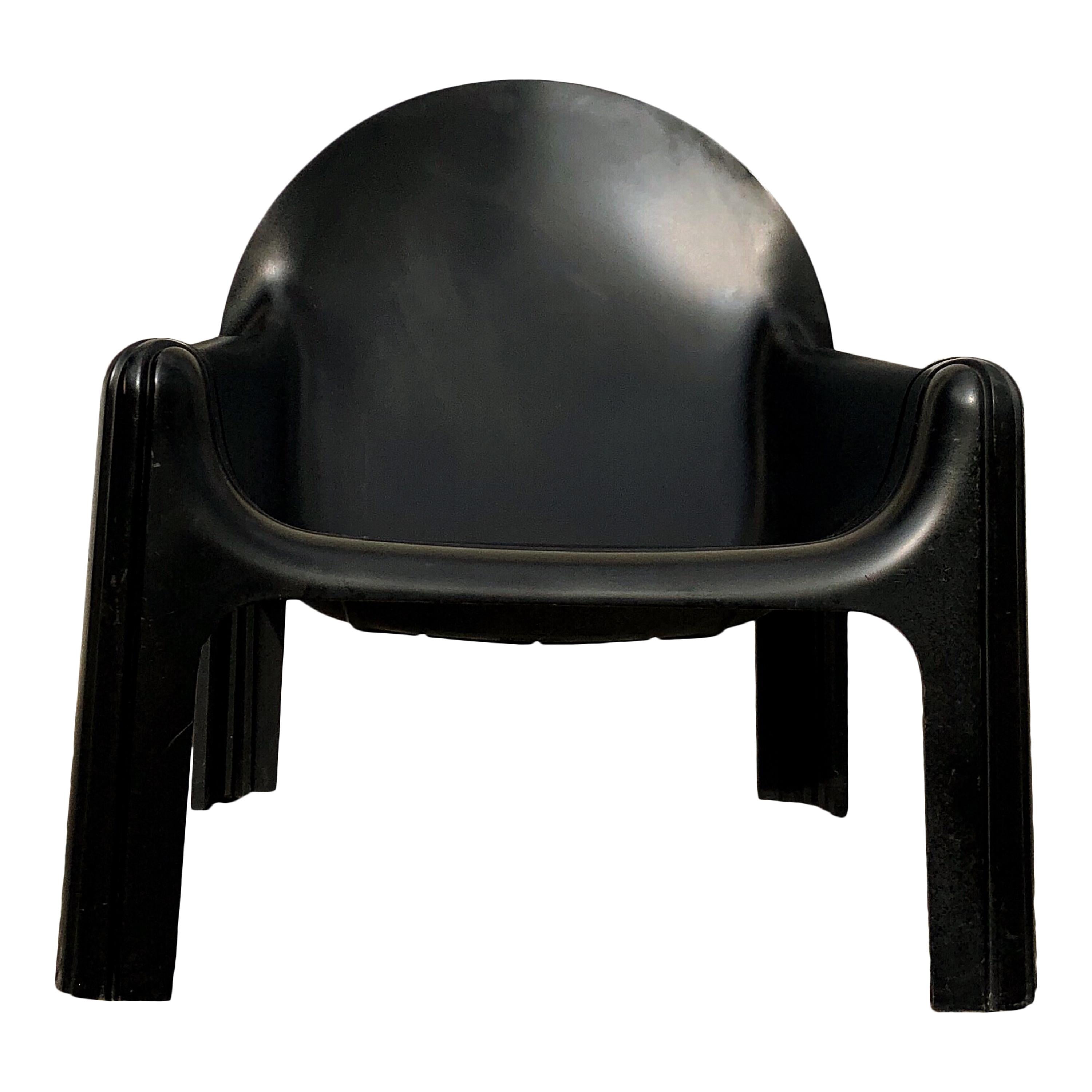 Italian Gae Aulenti Space Age Polyurethane Black Lounge Armchair 4794 for Kartell, 1974