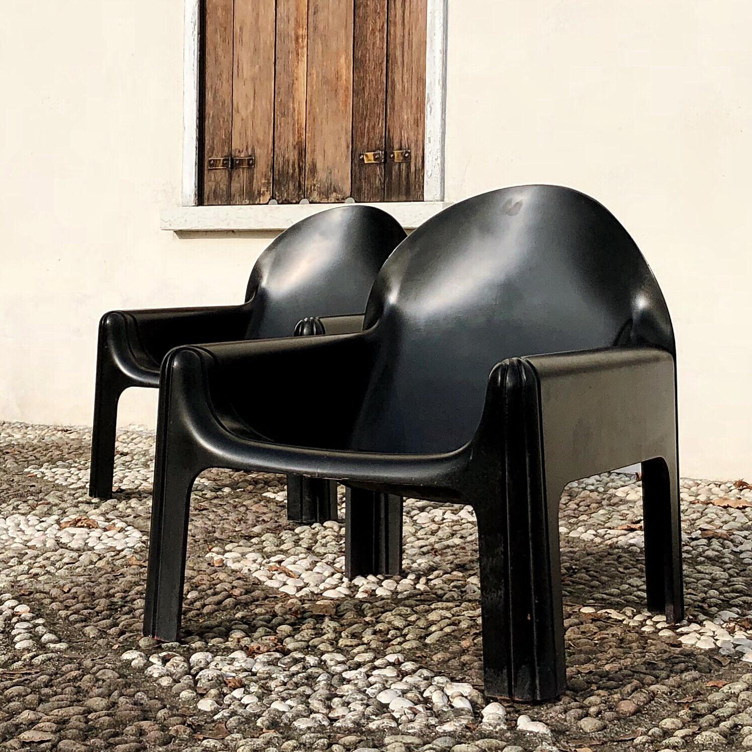 Gae Aulenti Space Age Polyurethane Black Lounge Armchair 4794 for Kartell, 1974 In Good Condition In Padova, IT
