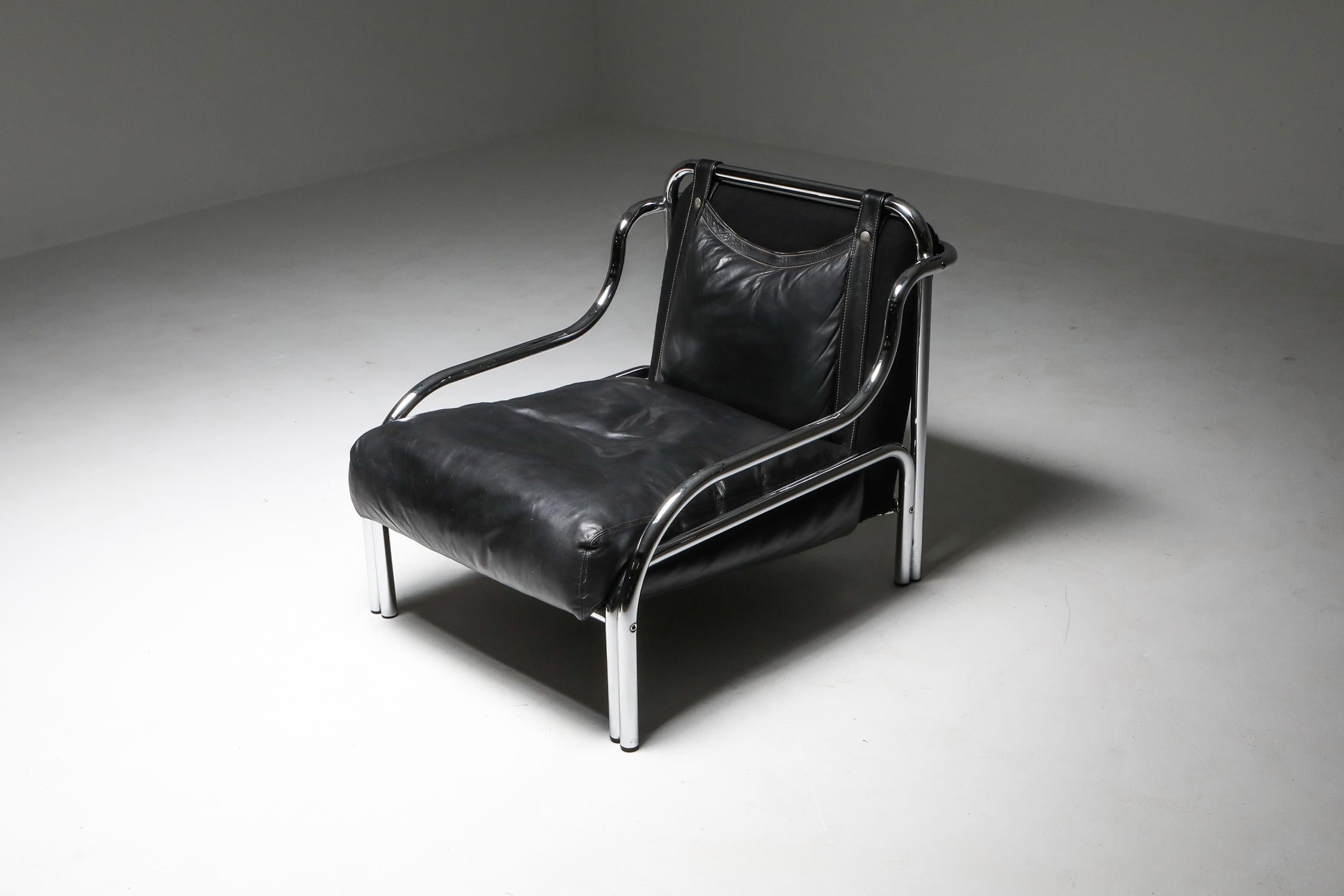 Gae Aulenti 'Stringa' Armchair Black In Good Condition In Antwerp, BE