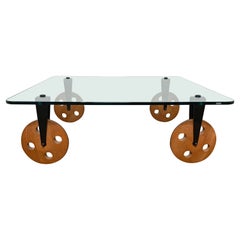 Gae Aulenti Style Trolley Wheeled Coffee Table, circa 1980s